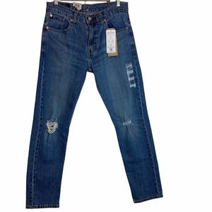 NWT Levi's 502 Taper Fit Straight Leg Stretch Distressed 30 x 32 Medium Wash